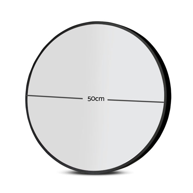 Embellir Wall Mirror Makeup 50cm Home Decor Framed Mirrors Bathroom Round Black.