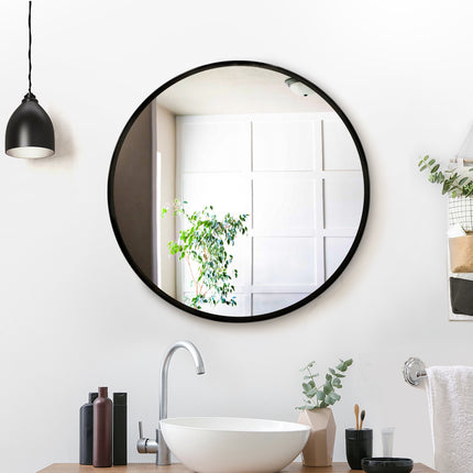 Embellir Wall Mirror Makeup 50cm Home Decor Framed Mirrors Bathroom Round Black.