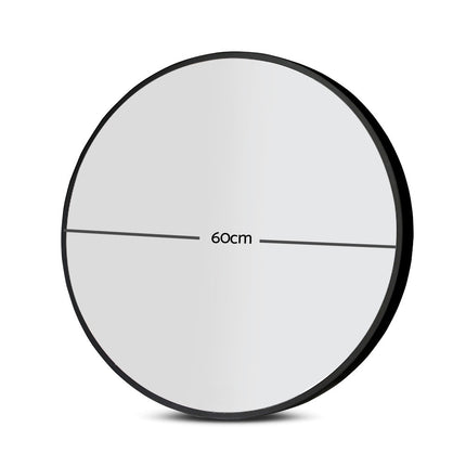 Embellir Wall Mirror Makeup 60cm Home Decor Framed Mirrors Bathroom Round Black.