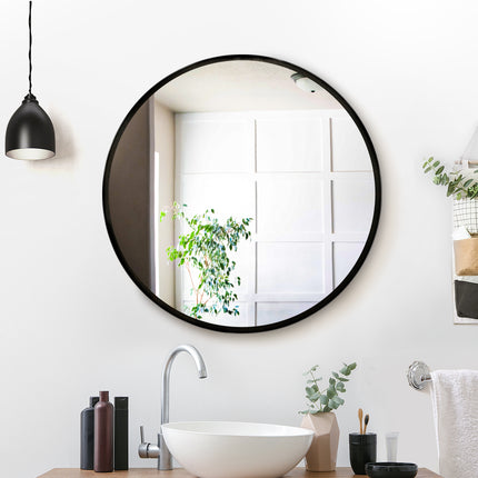 Embellir Wall Mirror Makeup 60cm Home Decor Framed Mirrors Bathroom Round Black.