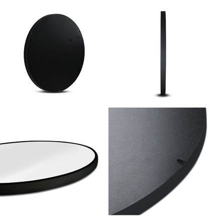 Embellir Wall Mirror Makeup 70cm Home Decor Framed Mirrors Bathroom Round Black.