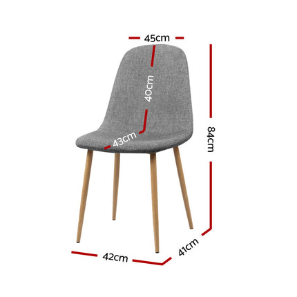Artiss Dining Chairs Set of 4 Linen Curved Slope Grey.