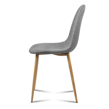 Artiss Dining Chairs Set of 4 Linen Curved Slope Grey.