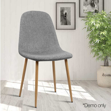 Artiss Dining Chairs Set of 4 Linen Curved Slope Grey.