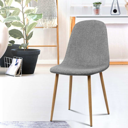 Artiss Dining Chairs Set of 4 Linen Curved Slope Grey.