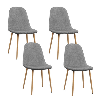 Artiss Dining Chairs Set of 4 Linen Curved Slope Grey.