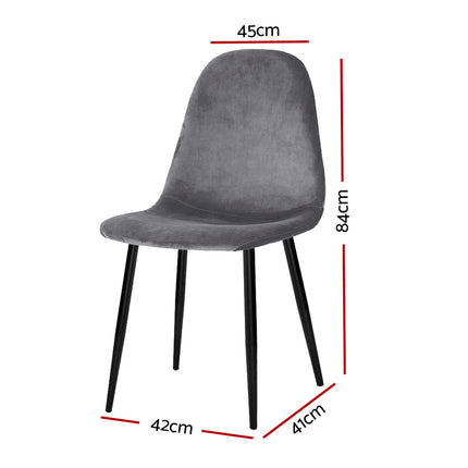 Artiss Dining Chairs Set of 4 Velvet Curved Slope Grey.