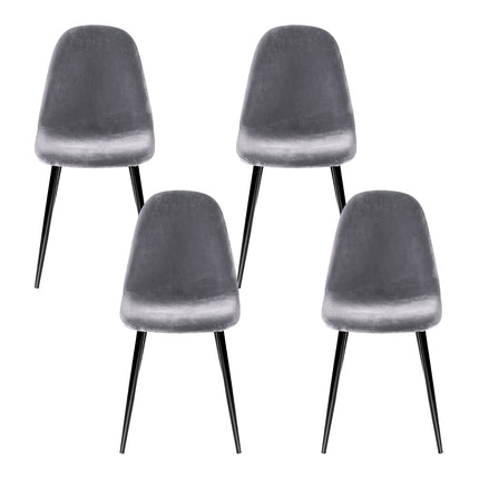 Artiss Dining Chairs Set of 4 Velvet Curved Slope Grey.