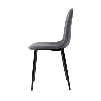 Artiss Dining Chairs Set of 4 Velvet Curved Slope Grey.