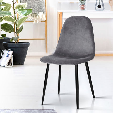 Artiss Dining Chairs Set of 4 Velvet Curved Slope Grey.