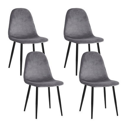 Artiss Dining Chairs Set of 4 Velvet Curved Slope Grey.
