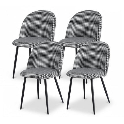 Artiss Dining Chairs Set of 4 Linen Solid Curved Houndstooth.
