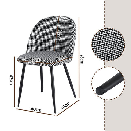 Artiss Dining Chairs Set of 4 Linen Solid Curved Houndstooth.