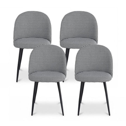 Artiss Dining Chairs Set of 4 Linen Solid Curved Houndstooth.