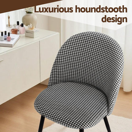 Artiss Dining Chairs Set of 4 Linen Solid Curved Houndstooth.