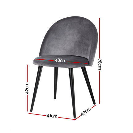 Artiss Dining Chairs Set of 2 Velvet Solid Curved Dark Grey.