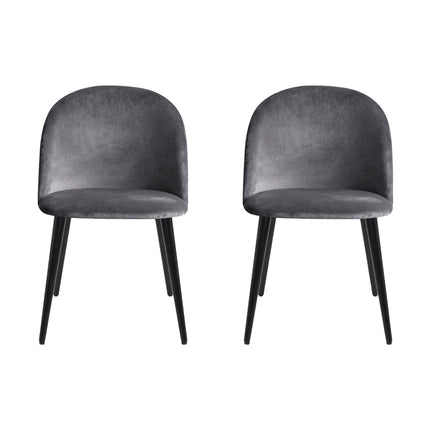 Artiss Dining Chairs Set of 2 Velvet Solid Curved Dark Grey.