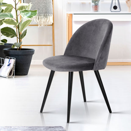 Artiss Dining Chairs Set of 2 Velvet Solid Curved Dark Grey.