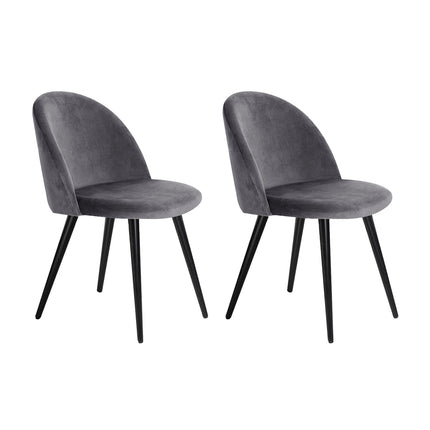 Artiss Dining Chairs Set of 2 Velvet Solid Curved Dark Grey.