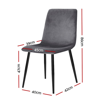 Artiss Dining Chairs Set of 4 Velvet Horizontal Slope Grey.