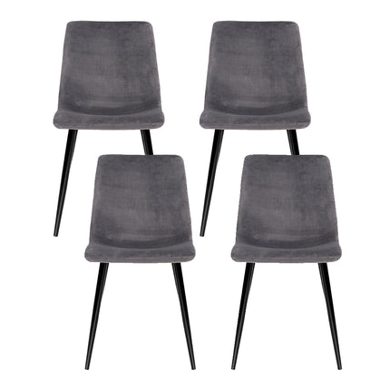 Artiss Dining Chairs Set of 4 Velvet Horizontal Slope Grey.