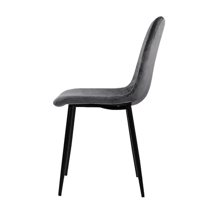 Artiss Dining Chairs Set of 4 Velvet Horizontal Slope Grey.