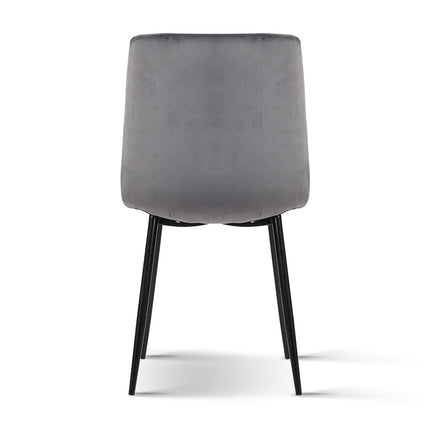 Artiss Dining Chairs Set of 4 Velvet Horizontal Slope Grey.