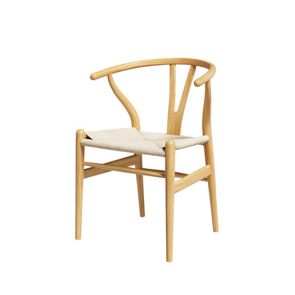 Artiss Dining Chair Wooden Rattan Seat Wishbone Back.