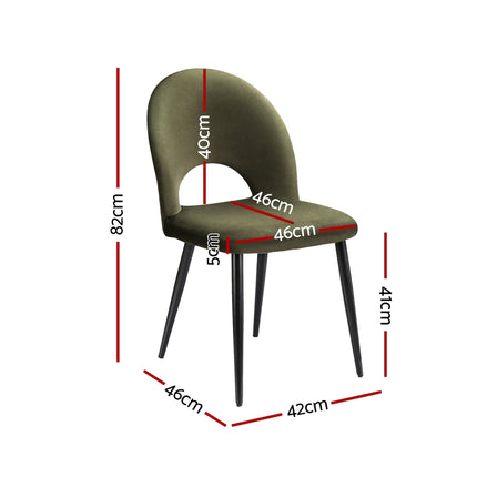 Artiss Dining Chairs Set of 2 Velvet Hollow Green.