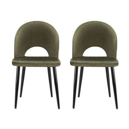 Artiss Dining Chairs Set of 2 Velvet Hollow Green.