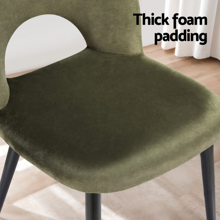 Artiss Dining Chairs Set of 2 Velvet Hollow Green.