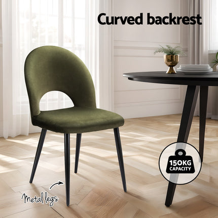 Artiss Dining Chairs Set of 4 Velvet Hollow Green.
