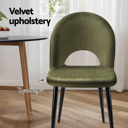Artiss Dining Chairs Set of 4 Velvet Hollow Green.