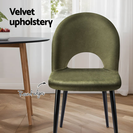 Artiss Dining Chairs Set of 6 Velvet Hollow Green.