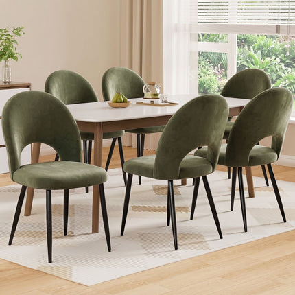 Artiss Dining Chairs Set of 6 Velvet Hollow Green.