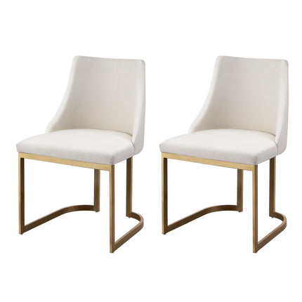 Artiss Dining Chairs Set of 2 Linen Fabric Frame Beige.