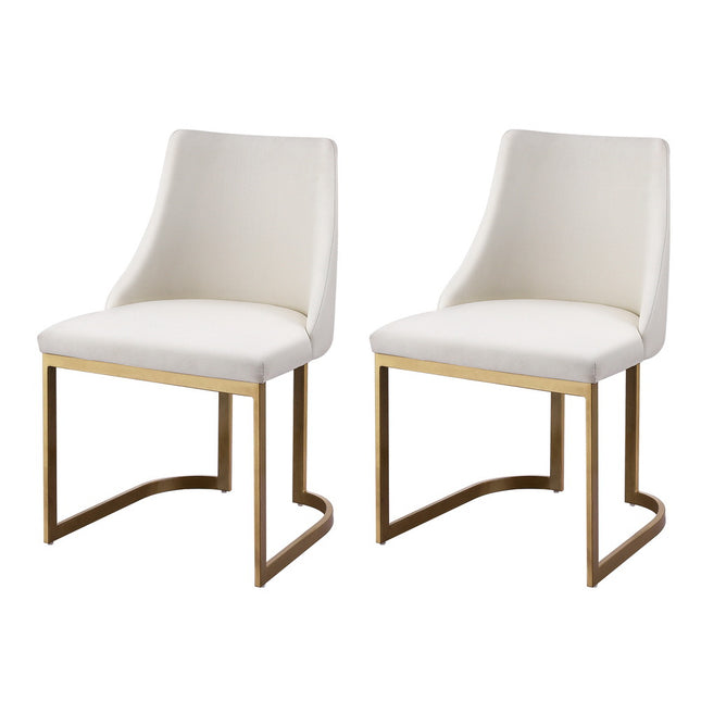 Artiss Dining Chairs Set of 2 Linen Fabric Frame Beige.