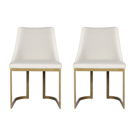 Artiss Dining Chairs Set of 2 Linen Fabric Frame Beige.