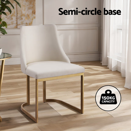 Artiss Dining Chairs Set of 2 Linen Fabric Frame Beige.