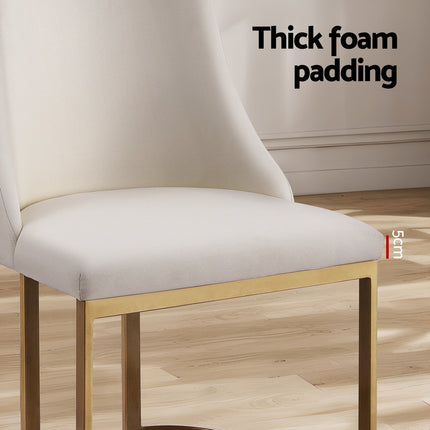 Artiss Dining Chairs Set of 2 Linen Fabric Frame Beige.
