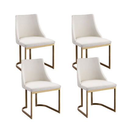 Artiss Dining Chairs Set of 4 Linen Fabric Frame Beige.