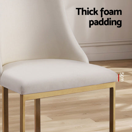 Artiss Dining Chairs Set of 4 Linen Fabric Frame Beige.