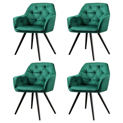 Artiss Dining Chairs Set of 4 Velvet Diamond Tufted Armchair Green.
