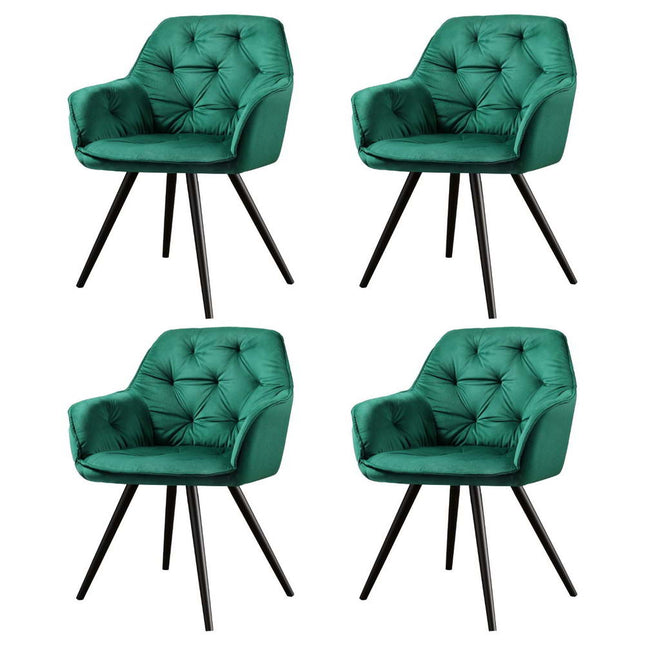 Artiss Dining Chairs Set of 4 Velvet Diamond Tufted Armchair Green.