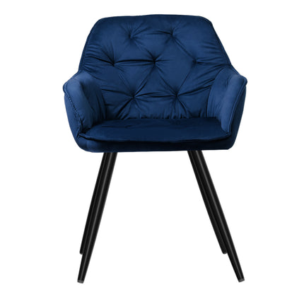 Artiss Dining Chairs Set of 2 Velvet Diamond Tufted Armchair Blue.