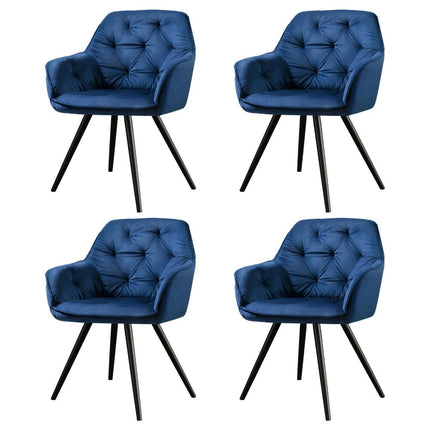 Artiss Dining Chairs Set of 4 Velvet Diamond Tufted Armchair Blue.