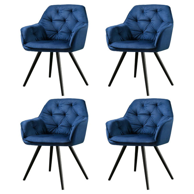 Artiss Dining Chairs Set of 4 Velvet Diamond Tufted Armchair Blue.