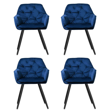 Artiss Dining Chairs Set of 4 Velvet Diamond Tufted Armchair Blue.