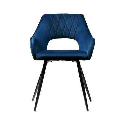 Artiss Dining Chairs Set of 2 Velvet Hollow Armchair Blue.