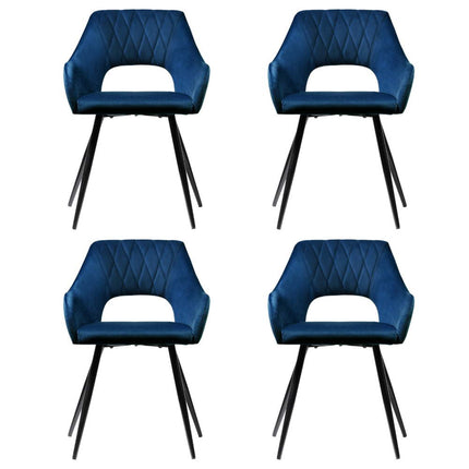 Artiss Dining Chairs Set of 4 Velvet Hollow Armchair Blue.